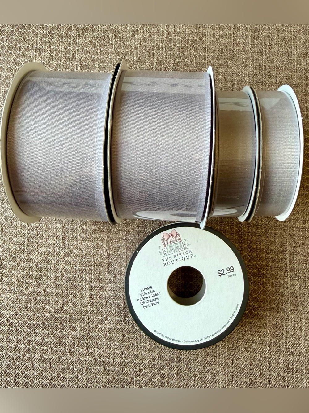 Brand New Light Yellow and Dusty Silver Ribbon
